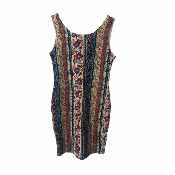 Ambiance Dresses & Skirts - Ambiance Bodycon Mini Dress Boho Print L Large